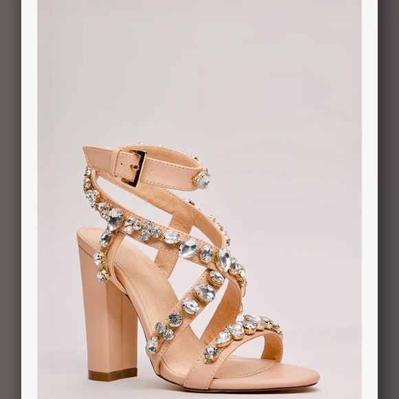 Strappy Faux Jewel Heels- Never Worn